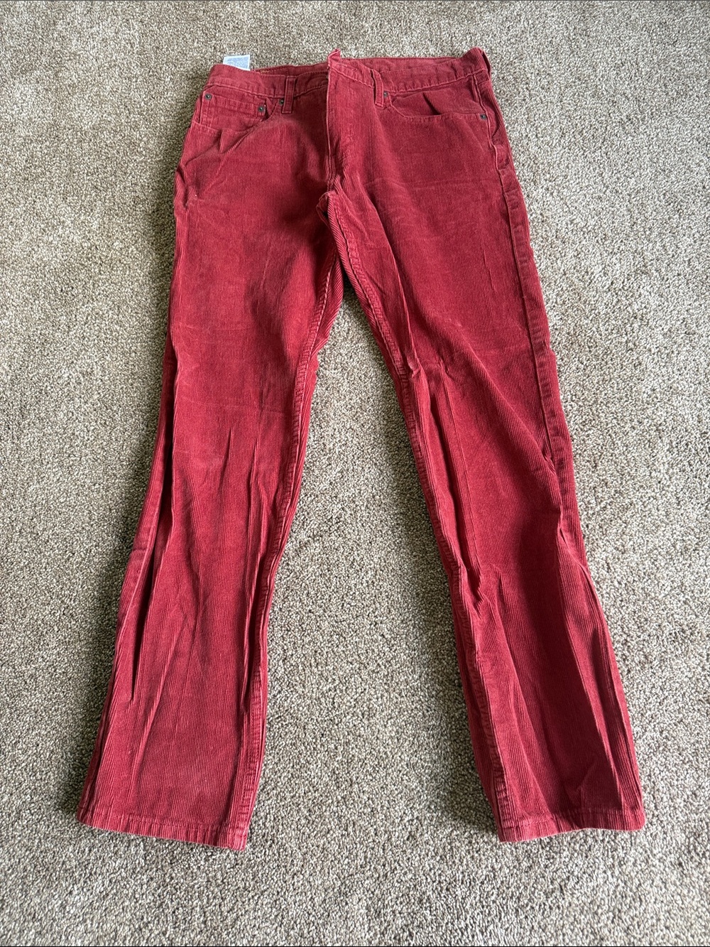 Men's Red Corduroy Pants - Straight Fit